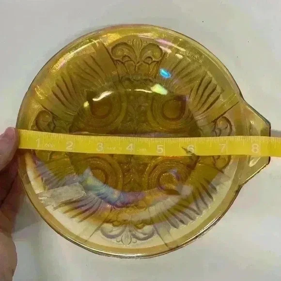 Vintage two-sided serving dish glass carnival 8 inches wide - Picture 4 of 5